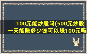 100元能炒股吗(500元炒股一天能赚多少钱可以赚100元吗)