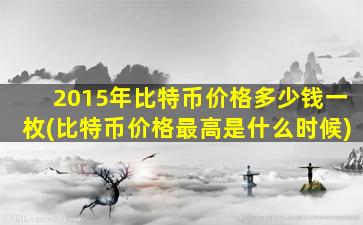 2015年比特币价格多少钱一枚(比特币价格最高是什么时候)
