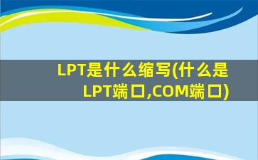 LPT是什么缩写(什么是LPT端口,COM端口)