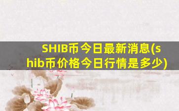 SHIB币今日最新消息(shib币价格今日行情是多少)