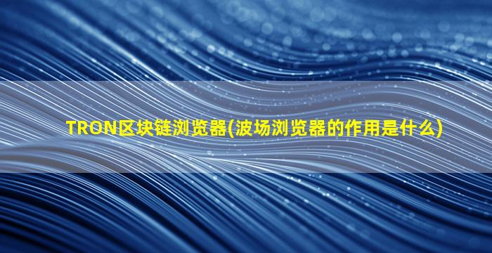 TRON区块链浏览器(波场浏览器的作用是什么)