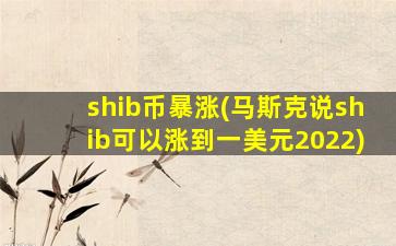 shib币暴涨(马斯克说shib可以涨到一美元2022)