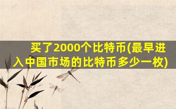 买了2000个比特币(最早进入中国市场的比特币多少一枚)