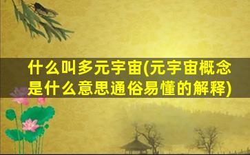 什么叫多元宇宙(元宇宙概念是什么意思通俗易懂的解释)