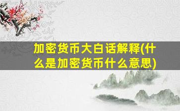 加密货币大白话解释(什么是加密货币什么意思)
