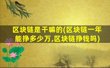 区块链是干嘛的(区块链一年能挣多少万,区块链挣钱吗)