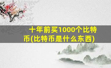 十年前买1000个比特币(比特币是什么东西)