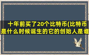 十年前买了20个比特币(比特币是什么时候诞生的它的创始人是谁)