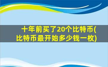 十年前买了20个比特币(比特币最开始多少钱一枚)