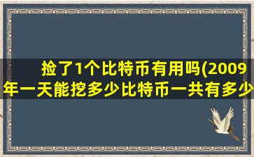 捡了1个比特币有用吗(2009年一天能挖多少比特币一共有多少枚)