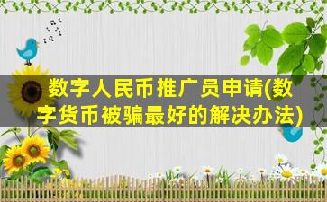 数字人民币推广员申请(数字货币被骗最好的解决办法)