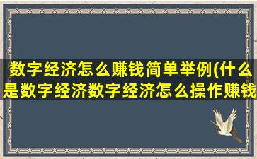 数字经济怎么赚钱简单举例(什么是数字经济数字经济怎么操作赚钱)