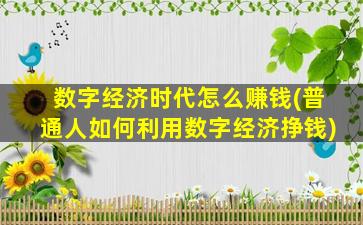 数字经济时代怎么赚钱(普通人如何利用数字经济挣钱)