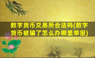 数字货币交易所合法吗(数字货币被骗了怎么办哪里举报)