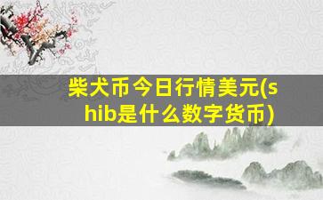 柴犬币今日行情美元(shib是什么数字货币)