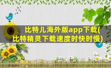 比特儿海外版app下载(比特精灵下载速度时快时慢)