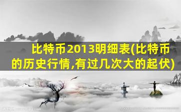 比特币2013明细表(比特币的历史行情,有过几次大的起伏)