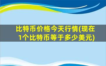 比特币价格今天行情(现在1个比特币等于多少美元)