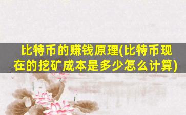 比特币的赚钱原理(比特币现在的挖矿成本是多少怎么计算)