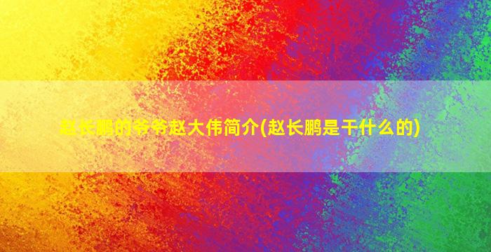赵长鹏的爷爷赵大伟简介(赵长鹏是干什么的)
